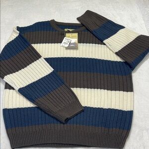 SUN RIVER MENS SIZE L Striped Blue, White, and Brown Sweater